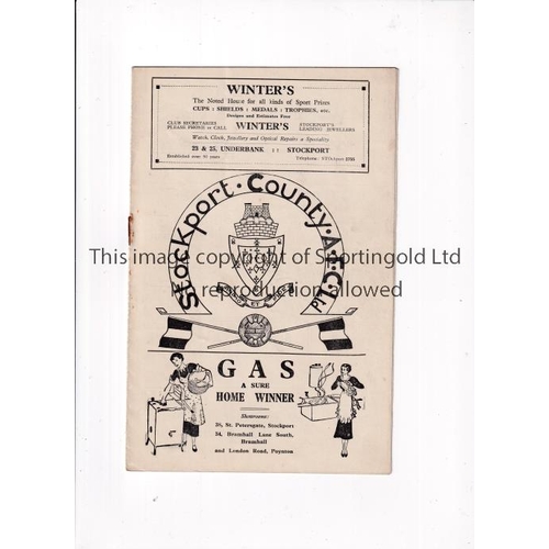 809 - STOCKPORT COUNTY V BRADFORD PARK AVENUE 1937      Programme for the League match at Stockport 18/12/... 