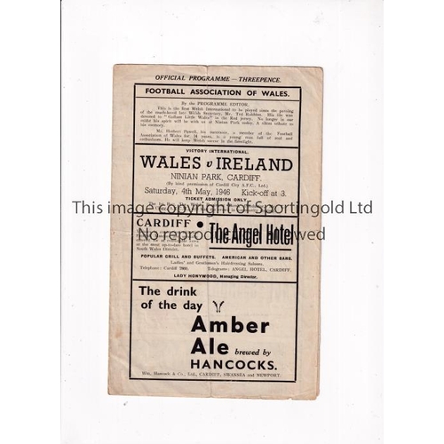 810 - WALES V IRELAND 1946      Programme for the International at Ninian Park 4/5/1946, folded and slight... 