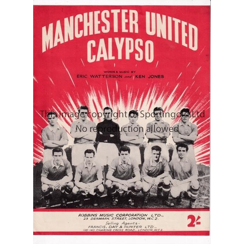 813 - MANCHESTER UNITED      Four page sheet music for Manchester United Calypso with a team group on the ... 