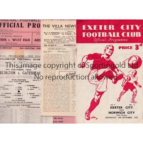 857 - FOOTBALL PROGRAMMES      Ten programmes: Notts. Co. v Northampton 15/12/1945, Exeter v Norwich 10/9/... 