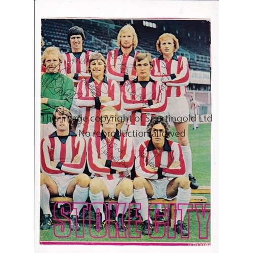 859 - STOKE CITY AUTOGRAPHS 1975/6      A colour double page team group signed by 18 players including Jim... 