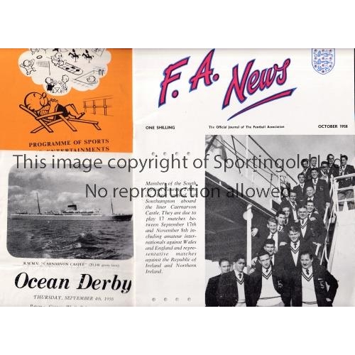 861 - SOUTH AFRICA F.A. TOUR OF THE UK 1958    A collection of 8 items relating to the travel by ship incl... 