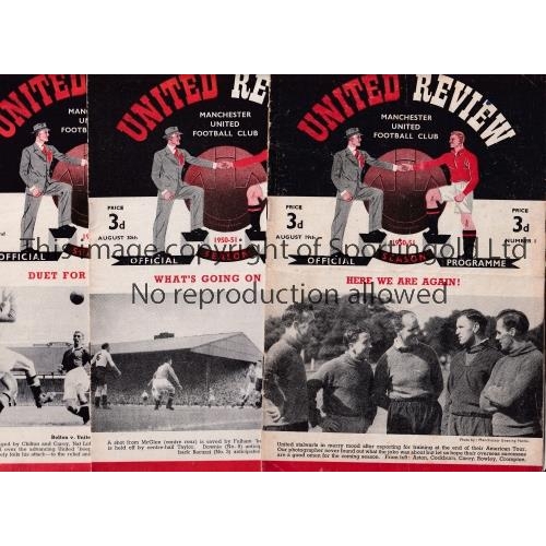 868 - MANCHESTER UNITED      Twenty four home programmes for season 1950/1, numbers 1 - 24. Most are sligh... 