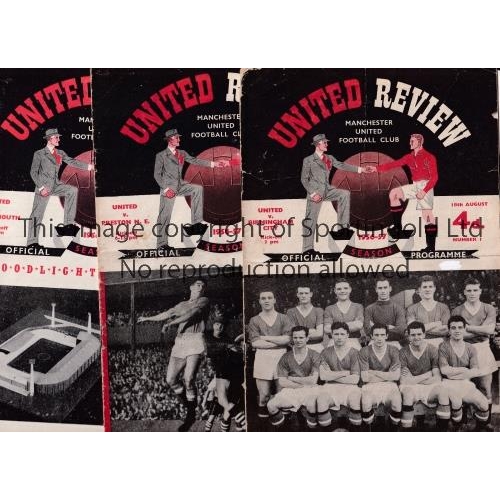 869 - MANCHESTER UNITED      Twenty two home programmes for season 1956/7, numbers 1 - 10, 12 - 22 and 24.... 