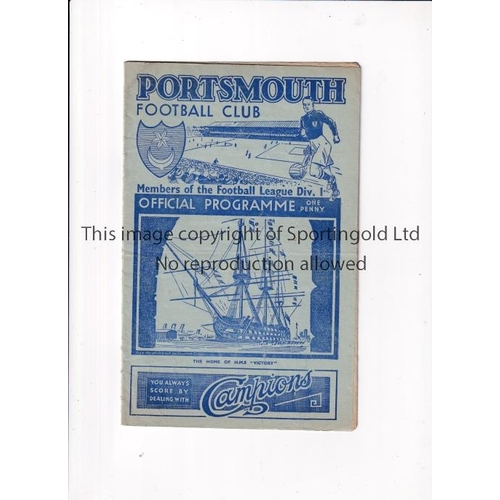 874 - PORTSMOUTH    Programme for the home League match v Brentford 27/12/1938, slightly creased.    Gener... 