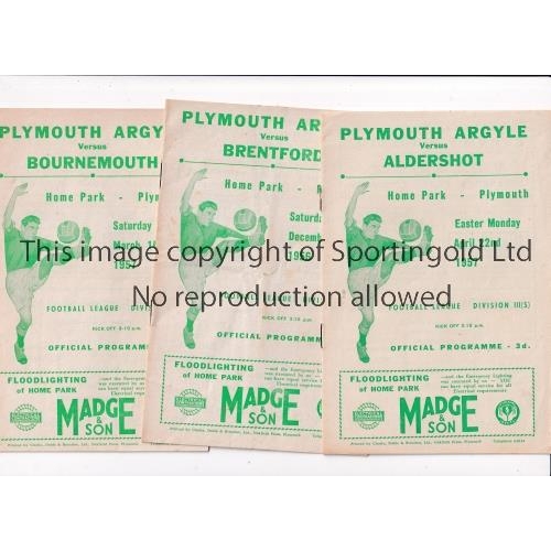 929 - PLYMOUTH ARGYLE       Set of 24 home League programmes for season 1956/7 including Newport 29/12/195... 