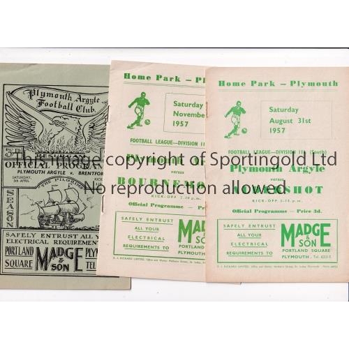 930 - PLYMOUTH ARGYLE       Set of 26 home programmes for season 1957/8 including 23 League and 3 FA Cup v... 