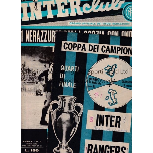 946 - 1965 EUROPEAN CUP INTER MILAN V GLASGOW RANGERS       First Leg played 17/2/1965 at the San Siro, Mi... 