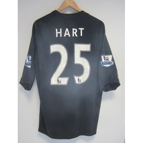 185 - MANCHESTER CITY MATCH WORN SHIRT / JOE HART       Black, unwashed short sleeve shirt with The F.A. P... 