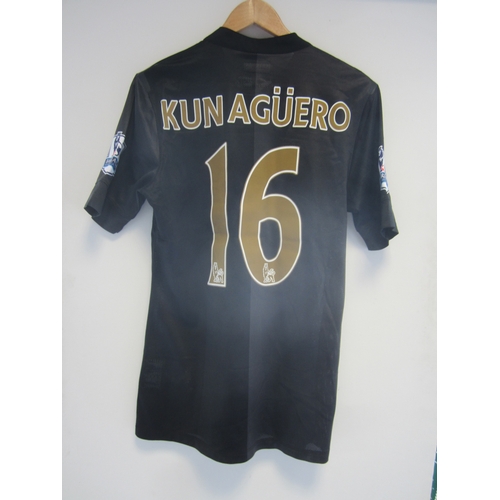 183 - MANCHESTER CITY MATCH WORN SHIRT / SERGIO AGUERO       Black, unwashed short sleeve shirt with The F... 