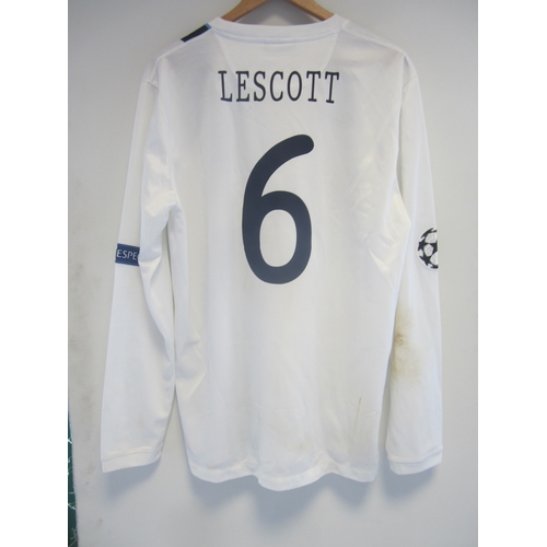 184 - MANCHESTER CITY MATCH WORN SHIRT / JOLEON LESCOTT     White with dark blue and light stripe, unwashe... 