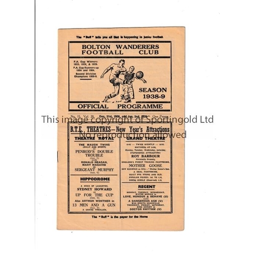 12 - 1938 BOLTON V PORTSMOUTH & STOKE    Joint issue programme for the League matches at Bolton on 31/12/... 