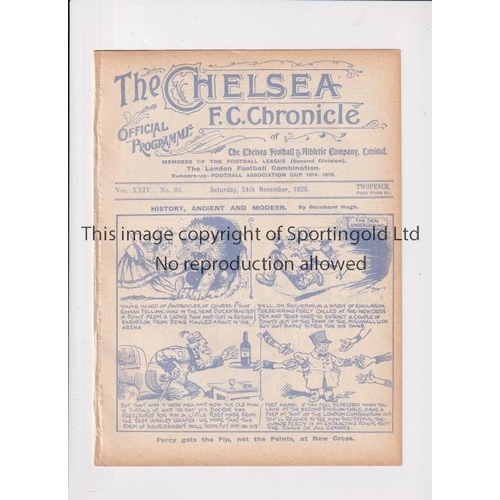 1516 - CHELSEA       Programme for the home League match v Port Vale 24/11/1928, ex-binder.      Generally ... 