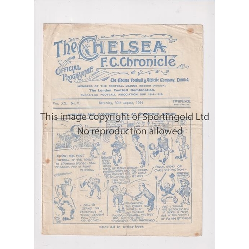 1528 - CHELSEA    Home programme v Coventry City 30/8/1924. folds and some foxing.    Fair to generally goo... 