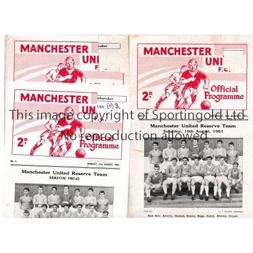 26 - MANCHESTER UNITED RESERVES   Twenty programes for the reserve games at Old Trafford in 1961/2 agains... 