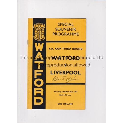 299 - IAN ST. JOHN AUTOGRAPH      Programme for the Liverpool away FA Cup tie v Watford 28/1/1967, signed ... 