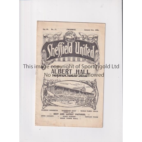 308 - SHEFFIELD UNITED V SHEFFIELD WEDNESDAY 1925 FA CUP     Programme for the tie at Bramall Lane 31/1/19... 