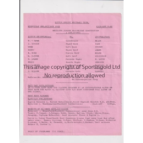 318 - ARSENAL     Single sheet programme for the away SJFC tie v Leyton Orient 2/10/1963, horizontal folds... 