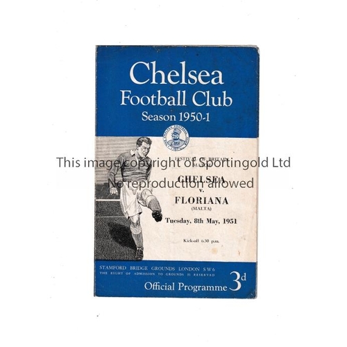 36 - CHELSEA / FESTIVAL OF BRITAIN      Two home programmes v Floriana 8/5/1951, slight vertical crease, ... 