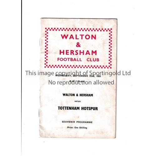 44 - TOTTENHAM HOTSPUR / AUTOGRAPHS        Programme for the away Friendly v Walton & Hersham 22/9/1965, ... 