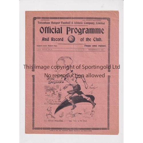 519 - TOTTENHAM HOTSPUR     Programme for the home London Combination match v Portsmouth 21/9/1935, slight... 