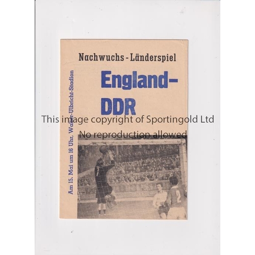 681 - ENGLAND      Programme for the away U-23 International v East Germany 15/5/1960 in Berlin, team chan... 