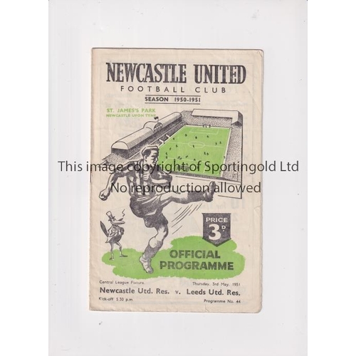 687 - NEWCASTLE UNITED / 1951 FA CUP FINAL      Programme for the home Central League match v Leeds United... 