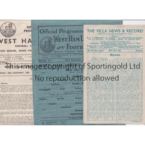 714 - PORTSMOUTH      Seven away programmes for Friendlies, unless stated v Aston Villa 13/5/1944, West Ha... 