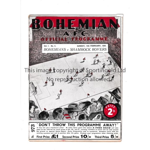 732 - BOHEMIANS V SHAMROCK ROVERS 1939      Programme for the first season of issue at Bohemians 12/2/1939... 