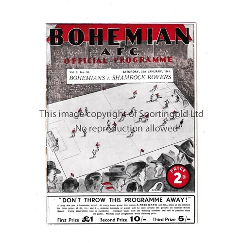 734 - BOHEMIANS V SHAMROCK ROVERS 1941      Programme for the match at Bohemians 25/1/1941, Volume 3 No. 1... 