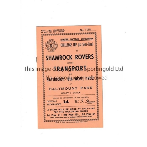 755 - LEINSTER F.A. CUP SEMI-FINAL 1944     Programme for Shamrock Rovers v Drumcondra 25/11/1944 at Dalym... 