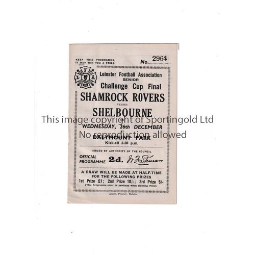 757 - LEINSTER F.A. CUP FINAL 1945     Programme for Shamrock Rovers v Shelbourne 26/12/1945 at Dalymount ... 