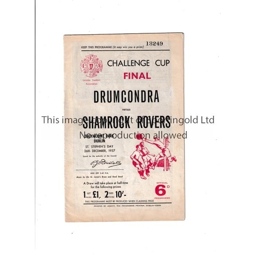 758 - LEINSTER F.A. CUP FINAL 1957     Programme for Shamrock Rovers v Drumcondra 26/12/1957 at Dalymount ... 