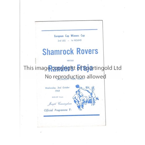 779 - SHAMROCK ROVERS V RANDERS 1968     Programme for the ECWC tie in Dublin 2/10/1968.     Good