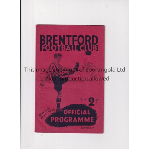 803 - MANCHESTER UNITED    Programme for the away League match v Brentford 17/12/1938.      Generally good