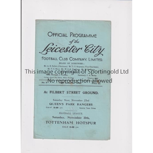 855 - LEICESTER CITY V BARNSLEY 1946      Programme for the League match at Leicester 16/11/1946, slight c... 