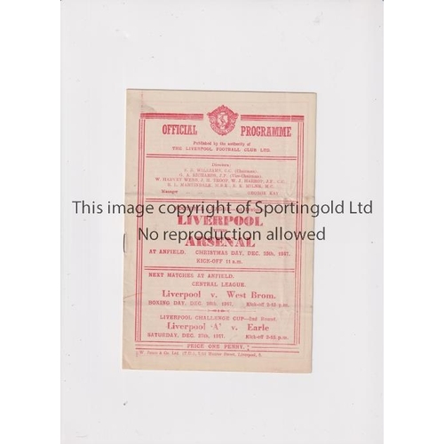 858 - LIVERPOOL V ARSENAL 1947      Programme for the League match at Liverpool 25/12/1947 in Arsenal's Ch... 