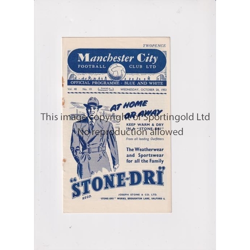 865 - MANCHESTER CITY V CELTIC 1953      Programme for the Friendly at City 28/10/1953, rusty staples.    ... 