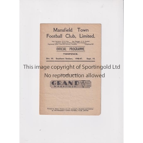 867 - MANSFIELD TOWN V PORT VALE 1946      Gatefold programme for the League match at Mansfield 14/9/1946,... 