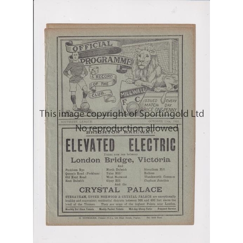 869 - MILLWALL V GILLINGHAM 1913      Programme for the Southern League match at Millwall 11/10/1913, ex-b... 