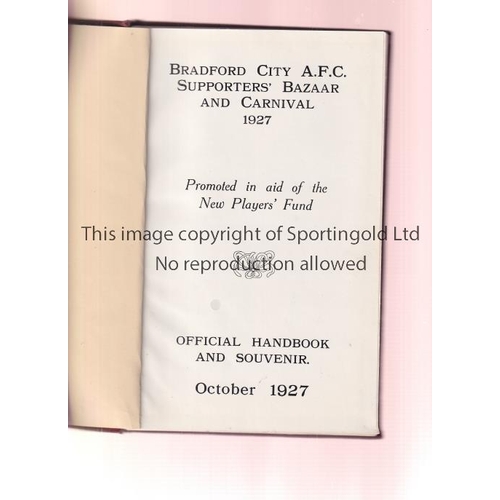 873 - BRADFORD CITY       Hardback dignitaries copy of the Bradford City A.F.C. Supporters' Carnival & Baz... 