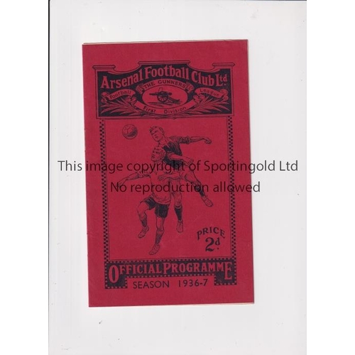 883 - ARSENAL    Programme for the home London Combination match v Swansea Town 13/2/1937, staples removed... 