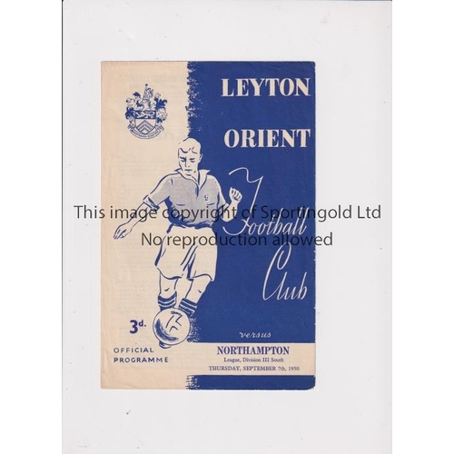 887 - LEYTON ORIENT V NORTHAMPTON TOWN 1950     Programme for the League match at Orient 7/9/1950.    Good