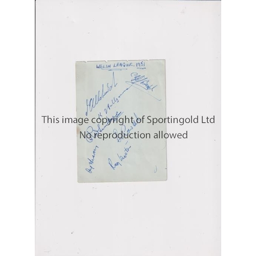 890 - WELSH AUTOGRAPHS 1951      An album sheet signed by 7 players for a match v the Irish Football Leagu... 