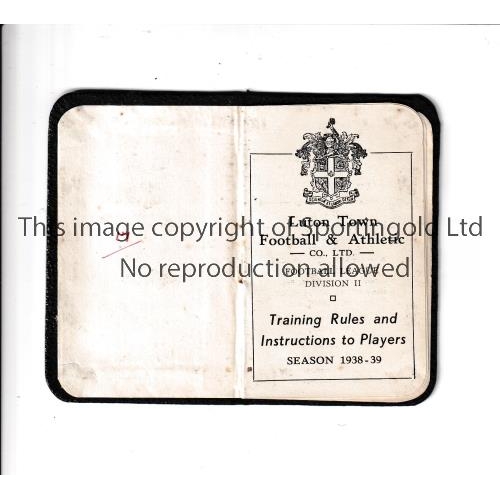 1 - LUTON TOWN      Players Rules and Fixtures for season 1938/9 with hardback cover.      Generally goo... 