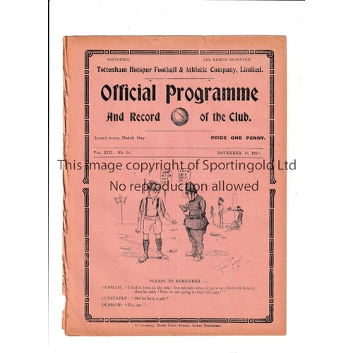 106 - TOTTENHAM HOTSPUR       Programme for the home London Combination match v QPR 13/11/1920, ex-binder.... 