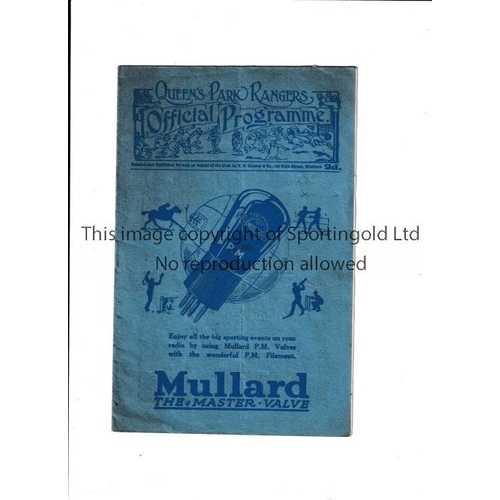 114 - QPR V SOUTHEND UNITED 1928      Programme for the League match at Rangers 14/1/1928, very slight ver... 