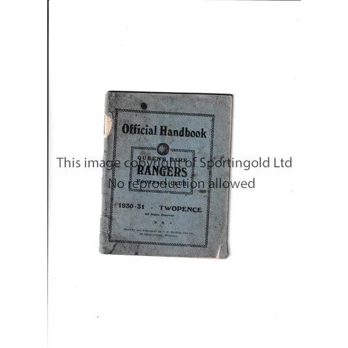 119 - QPR      Handbook for 1930/1 season, minor paper loss on the spine, minor split on the spine and min... 