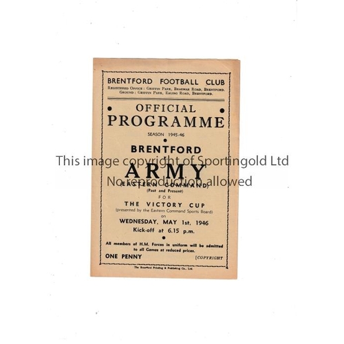 134 - BRENTFORD     Programme for the home Friendly v Army Eastern Command 1/5/1946, very slight horizonta... 