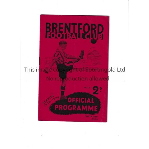 138 - BRENTFORD   Programme for the home League match v Aston Villa 8/2/1939, very slightly creased.      ... 